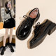 Leather loafers women's 2025 spring and autumn new flat single shoes Mary Jane black thick sole British style small leather shoes