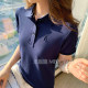 Summer POLO shirt women's T -shirt short -sleeved female new pearl cotton slimming lean workers professional shirt group top