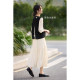 
XWI Xinwei elegant round neck fake two-piece contrasting color splicing dress for women in autumn design slim lady skirt