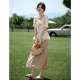 XWI Xinwei Elegant Small Square Collar Tree Photo Printing Shirt 2024 Summer Chic Fashionable Waist Short Sleeve Shirt for Women