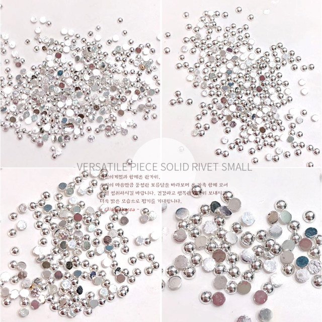 Solid semicircular colorless nail art jewelry electroplating color-retaining real gold rivet metal nest nail phototherapy nail patch