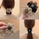 
Niche flower hair circle Organza temperament Japanese and Korean women simple retro rhinestone rope women tied hair rubber band promotion