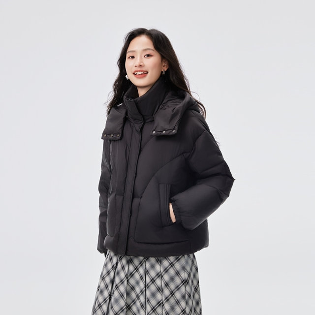 Ailei's new down jacket can be removed from hat and warm duck down bread jacket fashionable and versatile sweet women's jacket