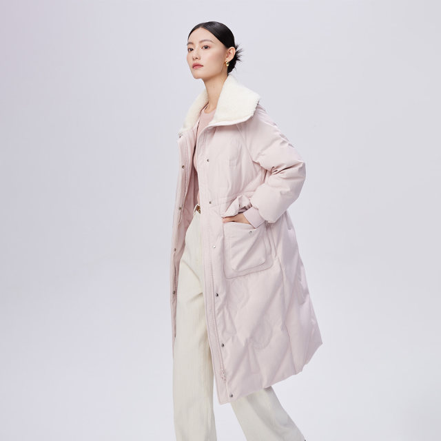 Ailei winter fashion down jacket imitation lamb fur collar long thickened over-knee duck down jacket