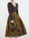 Yikerso Tirase retro waist fruit butterfly flower skirt high waist puff skirt mid -length umbrella skirt zipper size

