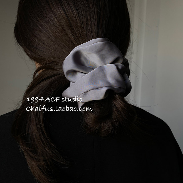Chaifu Studio/F193 Japanese and Korean simple and elegant satin large intestine hair ring retro pleated hair rope