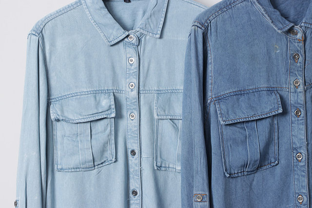 Tennis front two pockets with covers long sleeve mid-length shirt skirt can be made of five-quarter sleeve denim shirt dress dress