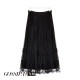 Gold velvet skirt for women in autumn and winter A-line high waist mid-length retro spliced ​​mesh on both sides pleated skirt