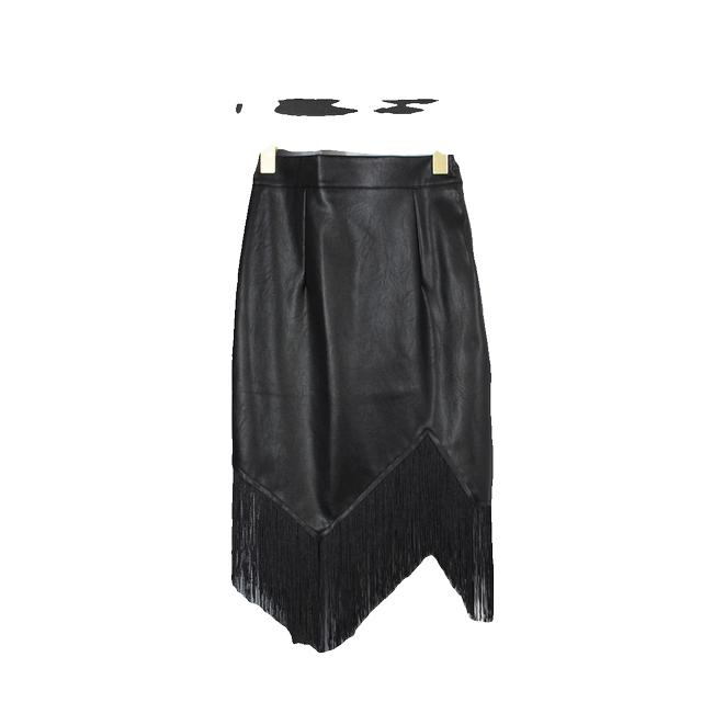 High-waisted hip mid skirt for women in autumn and winter fashion versatile simple irregular tassel slim skirt leather skirt