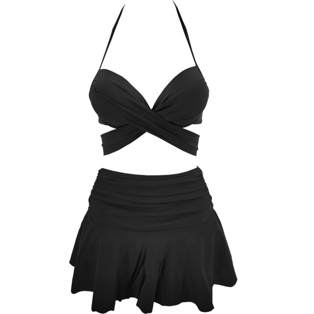 Women's swimsuit Korean split push-up bikini three-piece ins-style skirt-style triangle belly-covering slimming hot spring swimsuit