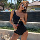 Swimsuit for women, ins style one-piece triangle bikini, sexy one-shoulder, small chest, slimming, belly-covering spa swimsuit