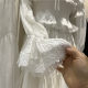 French gentle ruffled lace folded white shirt 2023 spring lace-up one-length off-shoulder hottie top