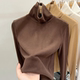 Double -sided vungle high -necked bottom shirt female autumn and winter new slim top -fitting warm -up, warm inner with velvet long -sleeved T -shirt
