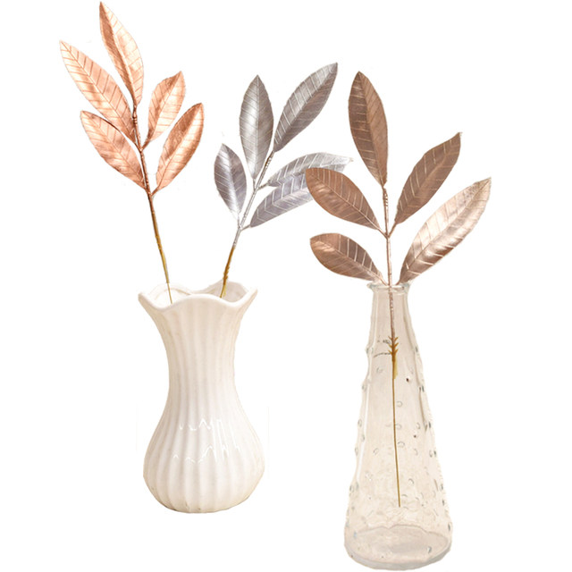 Simulated champagne leaves, retro fake flower decorations, plastic leaves, home soft decoration, gardening and landscaping, foreign trade factory