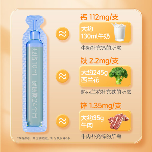 Golden Partner Calcium Iron Zinc Oral Solution Children's Liquid Calcium Student Calcium Supplement Calcium Gluconate Oral Solution Genuine A