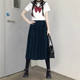 Fat MM plus size JK uniform long skirt student Japanese college style versatile short skirt pleated skirt mid-length skirt for women