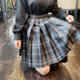 Fat MM large size pleated skirt smoky gray JK plaid skirt uniform student versatile skirt women cute Japanese slightly fat short skirt
