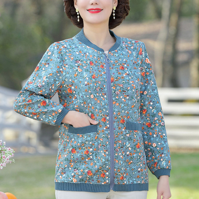 Women's spring and autumn versatile new style middle-aged and elderly thin style fashionable loose short mother jacket top