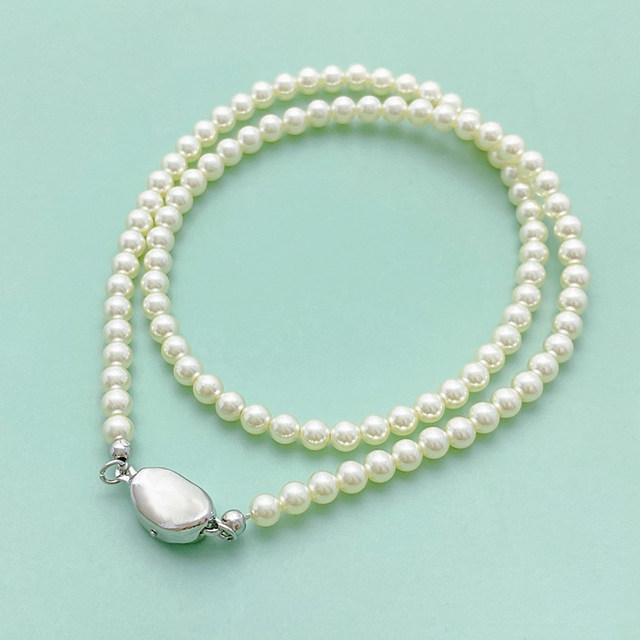 18K bag of gold color-preserving Yuanbao buckle pearl necklace material bag handmade DIY bracelet beaded special gold wire rope
