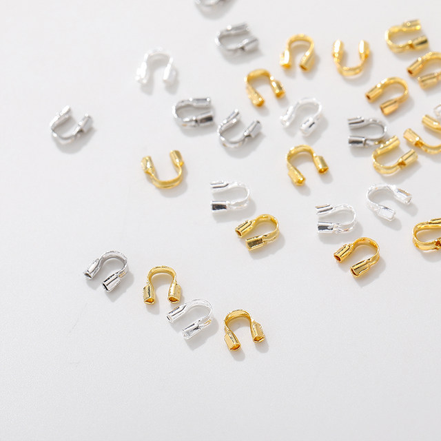 14K gold color-protecting horseshoe buckle U-shaped wire guard DIY bracelet necklace beaded steel wire finishing buckle accessories