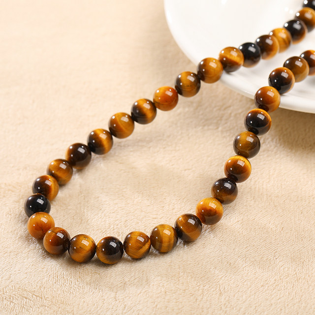 Natural yellow tiger eye stone loose beads yellow tiger eye round beads DIY handmade beaded bracelet necklace jewelry material with beads