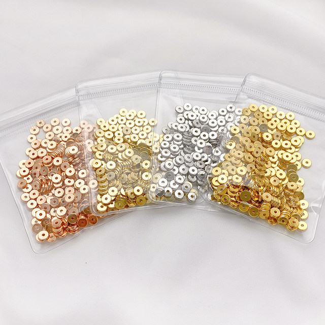 14K gold-plated flat spacer spacer bead spacer handmade diy bracelet necklace jewelry material 50 pieces each