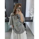 Momo Big Sister New Gray T-shirt Women's Loose Round Neck Top Cartoon Printed Half Sleeve Age Reducing Niche T-shirt