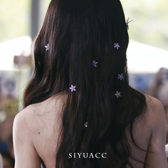 Tian Xiwei same purple small flower hairpin sweet temperament head flower butterfly hair card side chuck headdress hair accessories for women