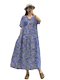 Summer new retro wind cotton sediment, short -sleeved V -neck dressing dress feminine large size thin A -line long skirt
