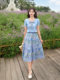 
ATAR2025 summer new skirt mid-length floral slim mid-length skirt pleated A-line women's short skirt