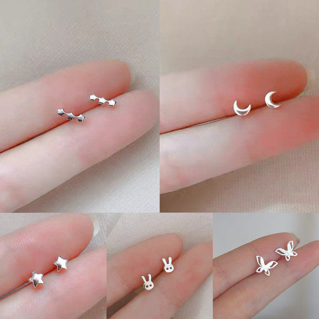 925 Tremella Needle Combination Earrings 2025 New Ear Bone Nails Female Students Niche Simple Design Hypoallergenic Earrings