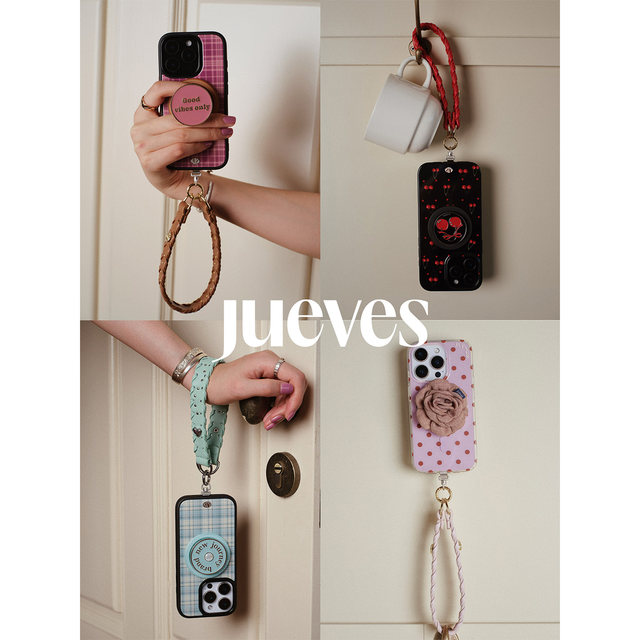
JUEVES Thursday 'Holiday Love' retro creative women's design mobile phone wrist strap lanyard pendant leather