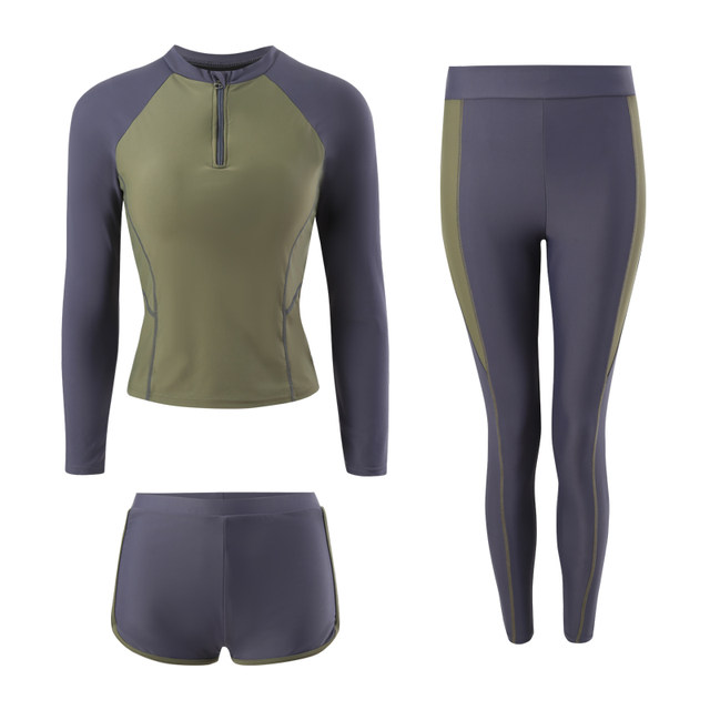 Swimsuits for women split 2025 new trousers for hot spring swimming pools, flat angle long sleeve sun protection conservative swimsuit