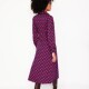 British style slim high waist lace decorative zipper placket puff sleeve printed A-line dress 2 colors

