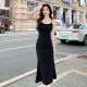 Black modal suspender dress for women 2025 spring and summer new style waist-hugging slim fishtail skirt base long skirt
