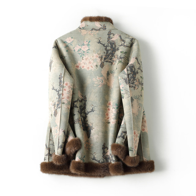 Noble Mom Winter Clothes Reversible Mink Collar Fur All-in-One Coat Women's Middle-aged and Old Fashioned Gold Mink Velvet Fur Coat