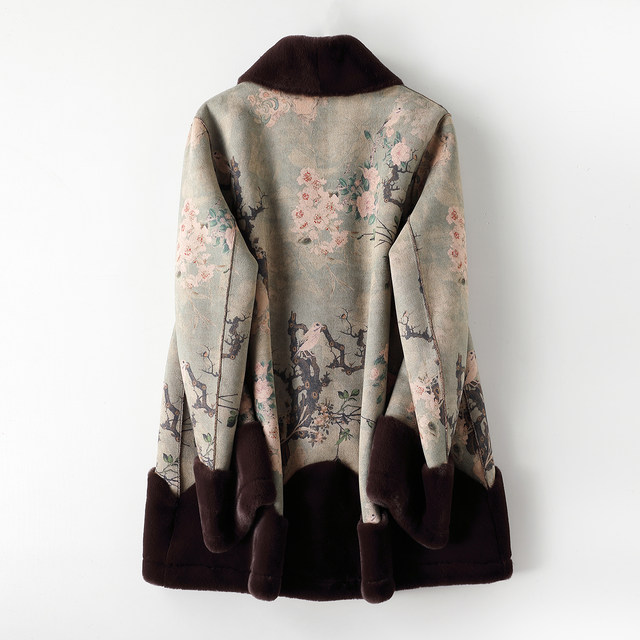 New Chinese-style Western-style mother's winter fur all-in-one coat for middle-aged and elderly women, reversible gold mink velvet fur coat