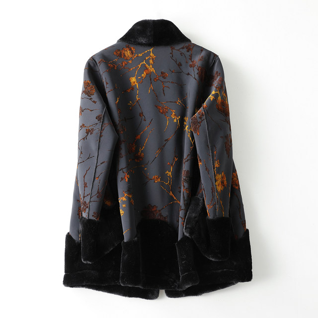 New Chinese style mother's winter wear double-sided fur all-in-one coat for middle-aged and elderly women gold mink velvet fur coat