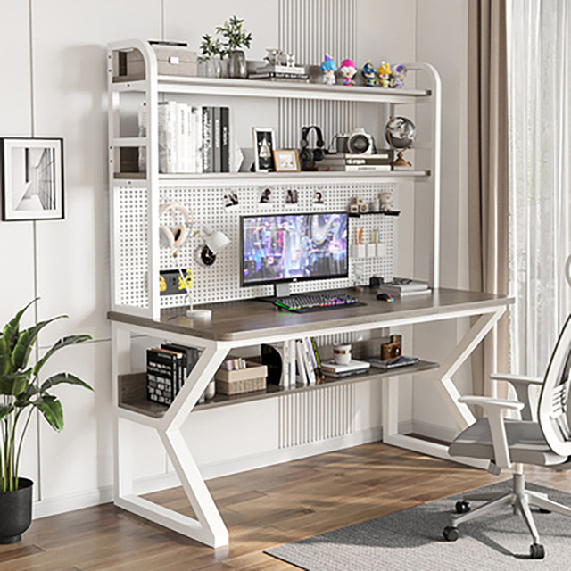 Household desktop computer desk small apartment desk bookshelf ...