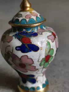 8814P.5 多宝閣□ 人間国宝中国古美術銅製品【景泰藍琺瑯の鼻煙管です 