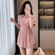 2025 summer fresh and casual age-reducing suit temperament polo collar shirt dress shorts two-piece set
