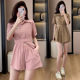 2025 summer fresh and casual age-reducing suit temperament polo collar shirt dress shorts two-piece set
