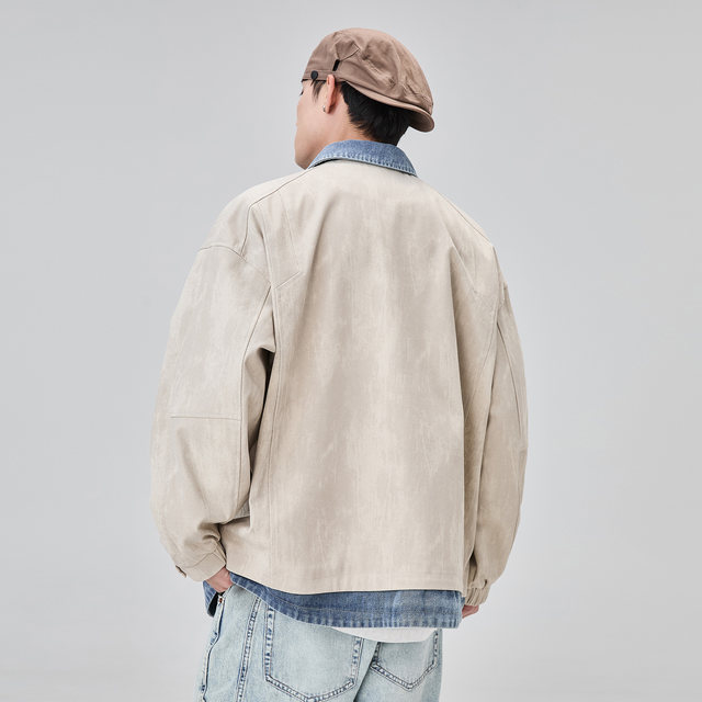 ALLIN fake two-piece denim spliced lapel jacket men's deconstructed design sense cleanfit trendy casual jacket