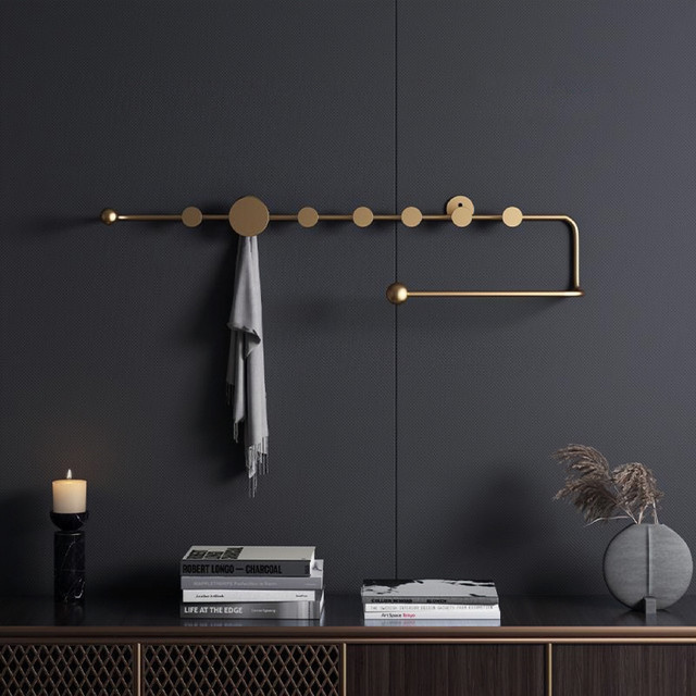 Nordic light luxury hood rack bedroom clothes rack wall decoration ...