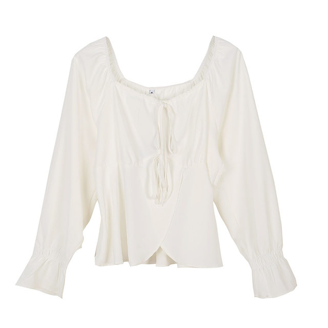 French retro floral shirt autumn new style 200Jin [Jin equals 0.5 kg] Fat sister flared sleeve chiffon shirt sweet and trendy