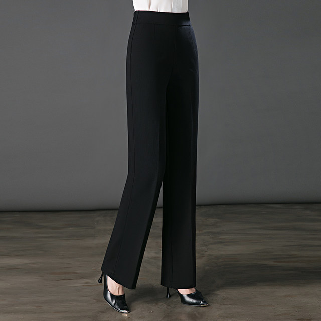 2025 new spring and autumn mother's pants straight high waist casual loose autumn and winter velvet middle-aged and elderly women's wide leg pants