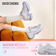 Skechers Lace Honey Cake Shoes Women's Light Daddy Shoes 2025 Autumn and Winter Thick Sole Heightening Casual Sports Shoes White Shoes