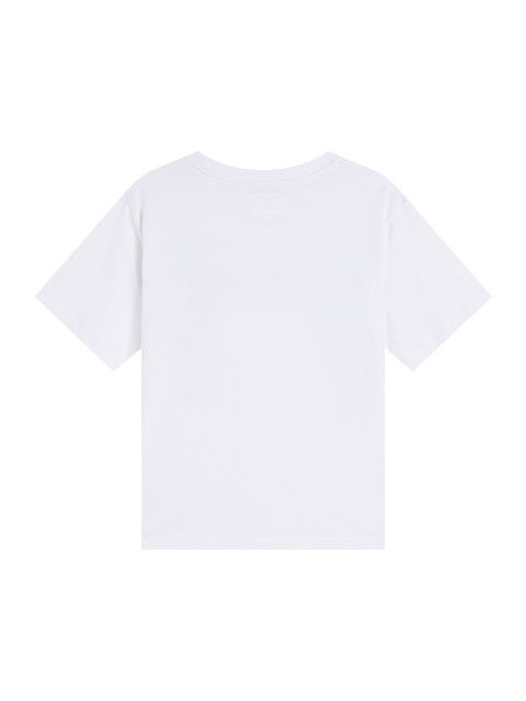 BunnyGround blue large bow short-sleeved round neck T-shirt
