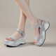 10cm thick-soled heightened sandals for women in summer, fashionable and versatile, one-strip leather open-toe simple Roman shoes