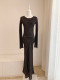 Australian Niche 2025 new slanted silk print with long sleeves slim and slim temperament long dress for women